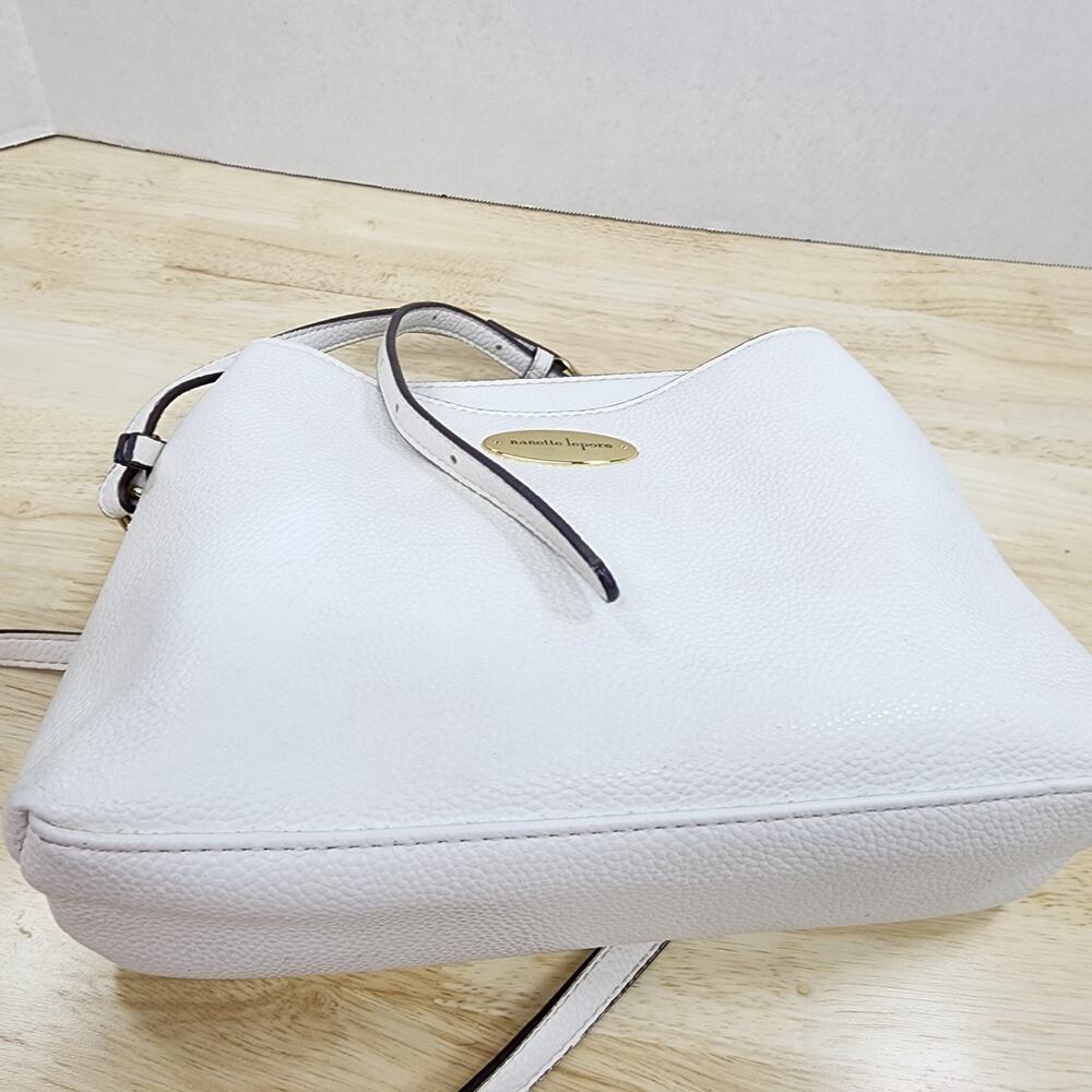 Nanette Lepore White Faux Leather Crossbody Quiet Luxury Bag Pebbled Purse 10x7 - Picture 3 of 16